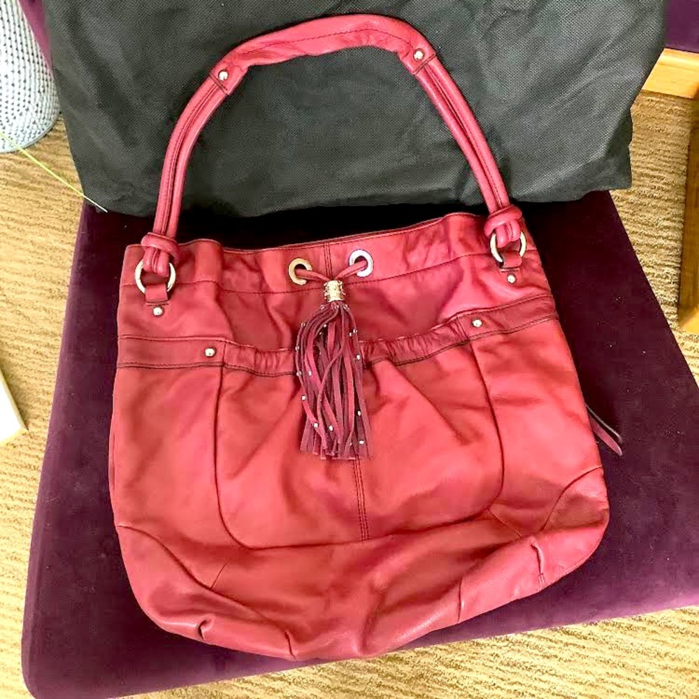 B. Makowsky Burgundy/Wine Leather Handbag